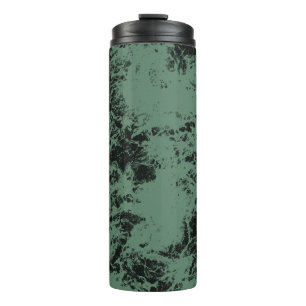 Marble texture pattern in black and green thermal tumbler