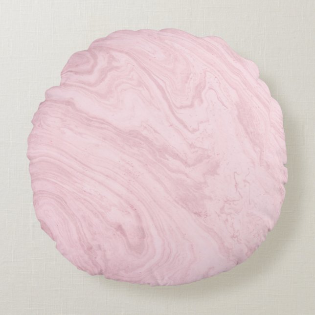 Marble texture pink lavender round cushion (Front)