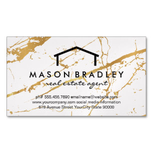 Marble Texture   Real Estate Agent Magnetic Business Card