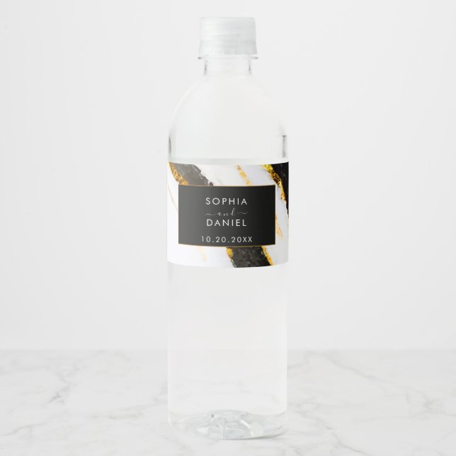 Marble Texture Water Bottle Label (Front)