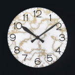 Marble Texture White Gold Modern Luxury Minimal Round Clock<br><div class="desc">Marble Texture White Gold Modern Luxury Minimal</div>