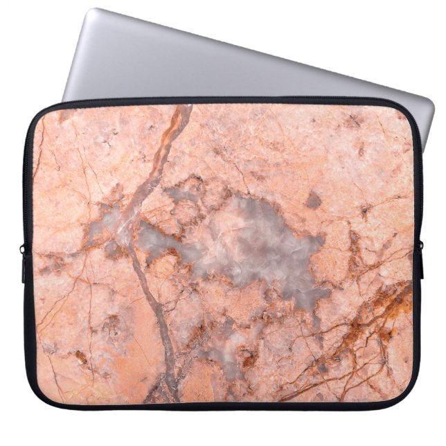 Marble texture white pattern laptop sleeve (Front)