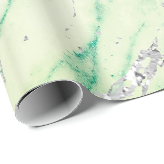 Marble Tiffany Silver Gray Green Mint Stone Pastel Wrapping Paper (Roll Corner)