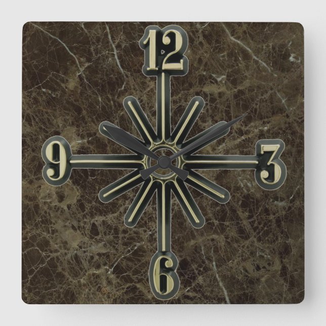 Marble Tile Sunburst Dial Wall Clock (Front)