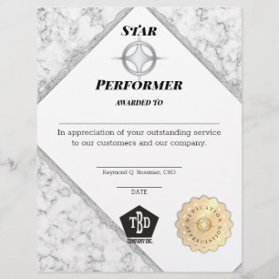 Marble top performer employee appreciation award