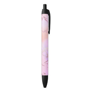 Marble Trendy Pastel Colours Modern Silver Metalli Black Ink Pen