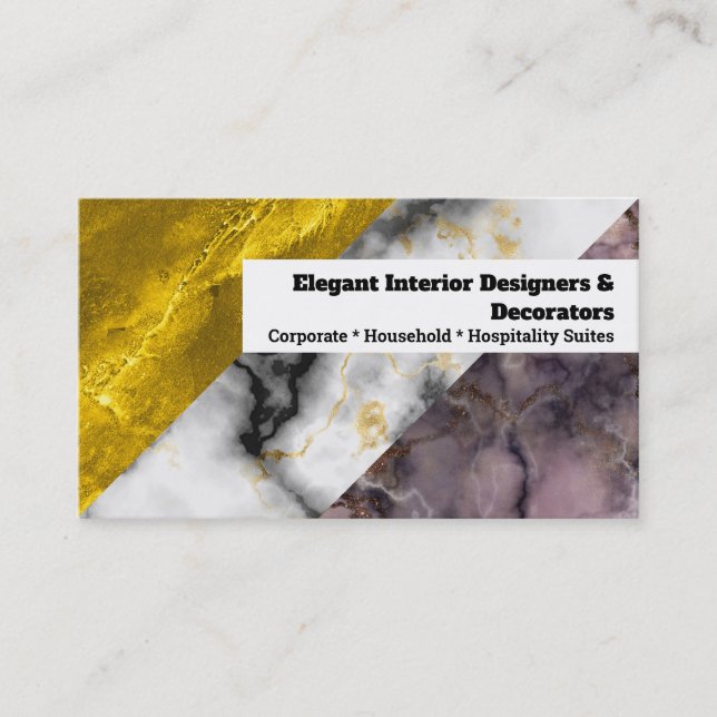 Marble trio gold white natural stone suppliers business card (Front)
