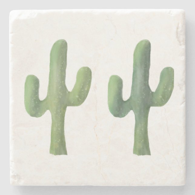 Marble Trivet | Cactus Two | Stone Coaster (Front)