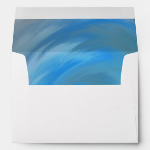 Marble Watercolor Beach Ocean Wave Blue Wedding Envelope