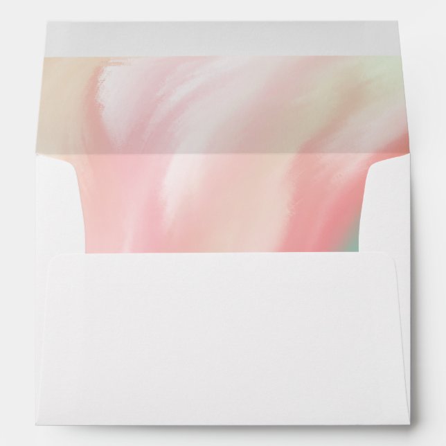 Marble Watercolor Pink Teal Candy Wedding Envelope (Back (Bottom))