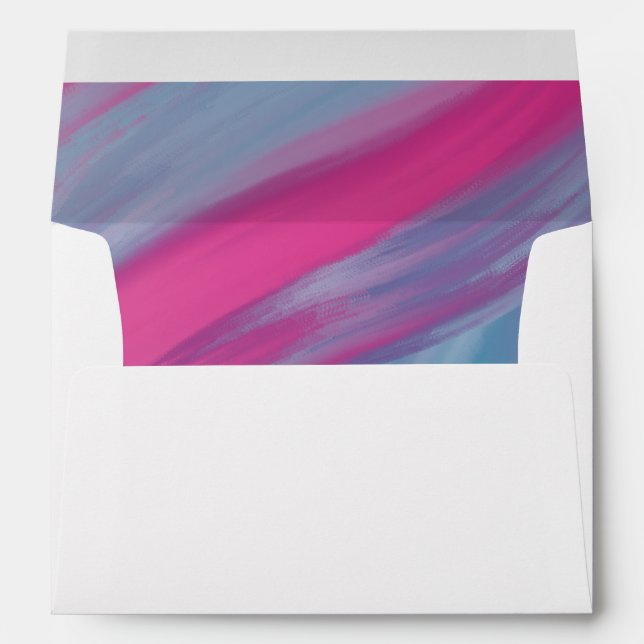 Marble Watercolor Purple Pink Swirl Wedding Envelope (Back (Bottom))
