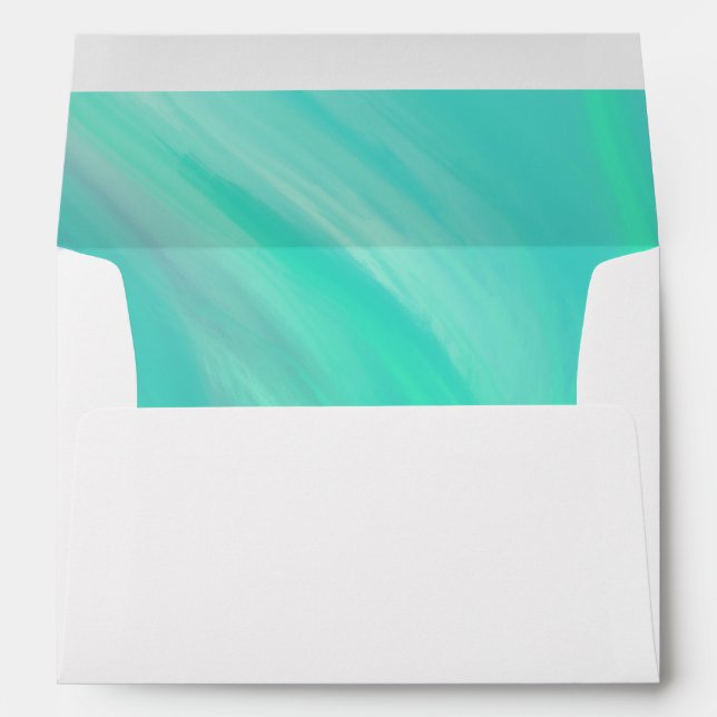 Marble Watercolor Splash Teal Mint Green Wedding Envelope (Back (Bottom))