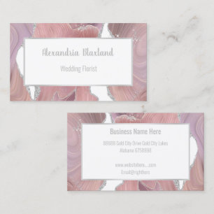 MARBLE WAVE PINK SILVER WHITE BUSINESS CARD