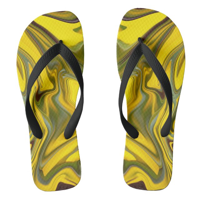 Marble Waves Yellow Digital Paper-55448 Flip Flops (Footbed)