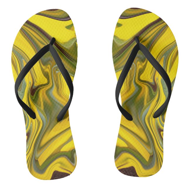 Marble Waves Yellow Digital Paper-55448 Flip Flops (Footbed)