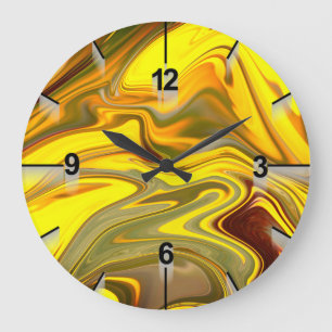 Marble Waves Yellow Digital Paper-55448 Large Clock