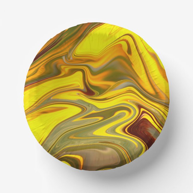 Marble Waves Yellow Digital Paper-55448 Paper Plate (Front)