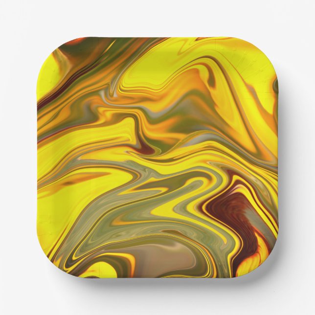 Marble Waves Yellow Digital Paper-55448 Paper Plate (Front)