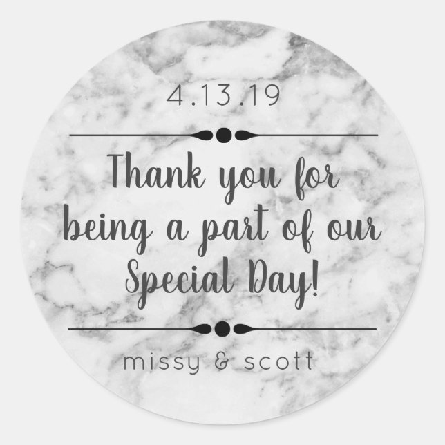 Marble Wedding Day Favour Labels (Front)