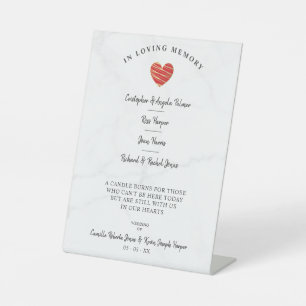 Marble Wedding Family Memorial Table Red Heart Pedestal Sign