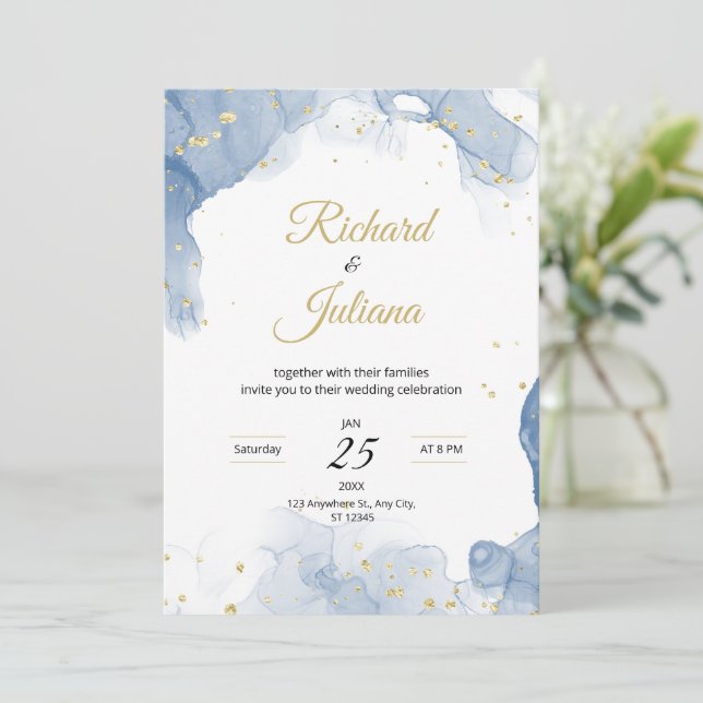 Marble wedding invitation Modern wedding Elegant (Standing Front)