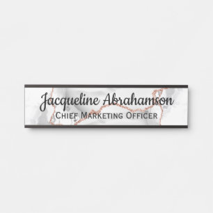 Marble White and Rose Gold Office Door Sign