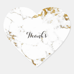 Marble White Carrara Stone Gold Simply Heart Sticker