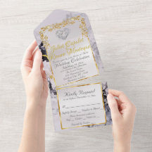 Marble & White, Gold Frame, Silver Heart