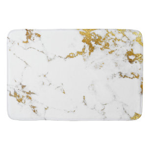 Marble White Gold Gray Carrara Abstract Urban Lux Bath Mat