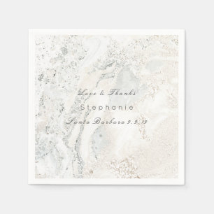 Marble White Gray Minimalism Bridal Wedding Napkin