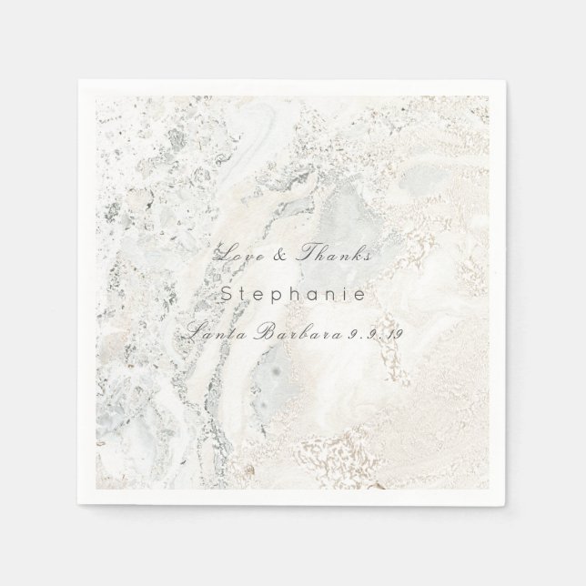 Marble White Gray Minimalism Bridal Wedding Napkin (Front)