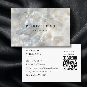 Marble, White-Silver, Salon, OR-Code Business Card
