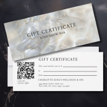 MARBLE WHITE-SILVER SALON QR CODE GIFT CERTIFICATE