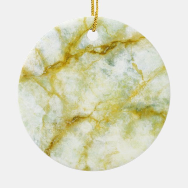 Marble with Yellow Threads Ceramic Tree Decoration (Front)