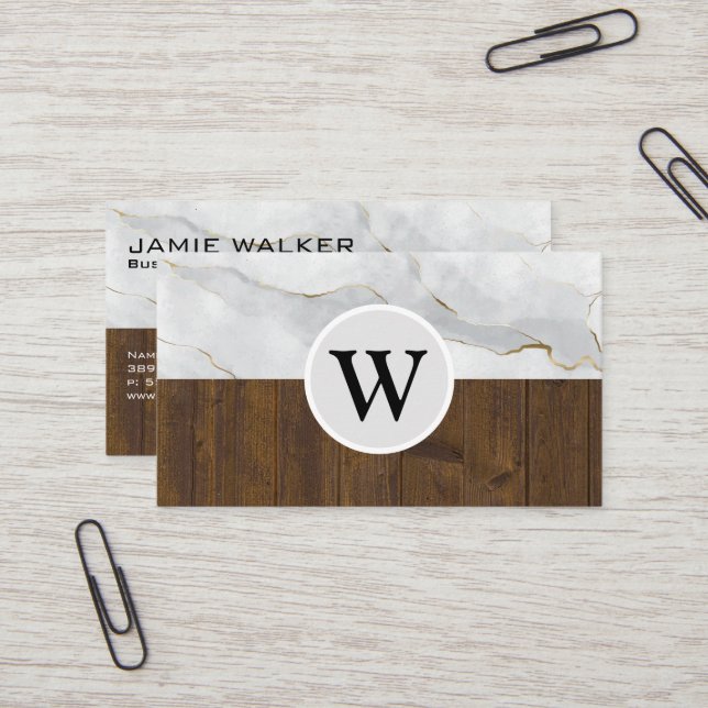 Marble Wood | Monogram Business Card (Front/Back In Situ)