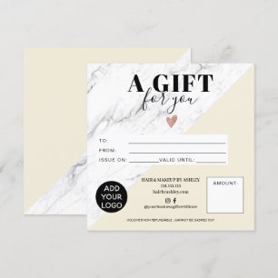 Marble yellow block square gift certificate logo
