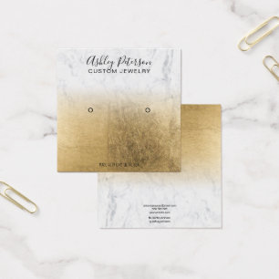 Marble yellow gold foil stud earring display