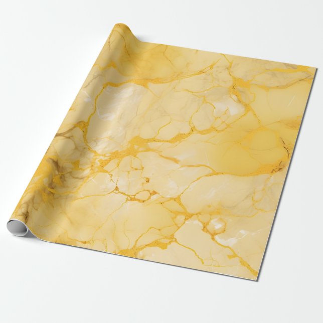 Marble Yellow Wrapping Paper (Unrolled)