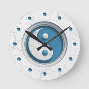 Marble Yin Yang Round Clock