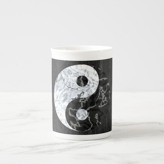 Marble Yin Yang Symbol Bone China Mug (Front)