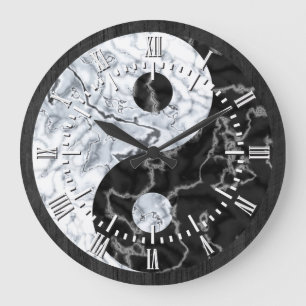 Marble Yin Yang Symbol Large Clock