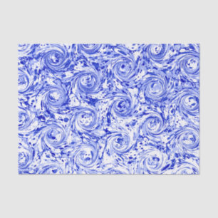 Marbled Abstract Design Blue White Swirls Tissue Paper