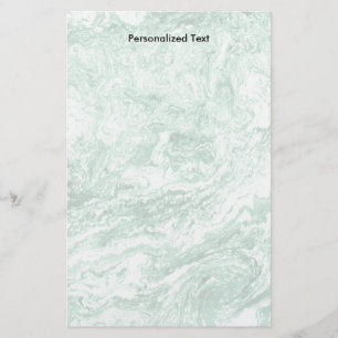 Marbled Abstract Design Green White Stationery