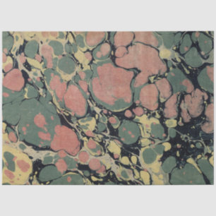 Marbled Abstract Design Pink Green Yellow Tissue Paper