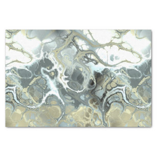 Marbled Abstract in Blue, White and Beige Tissue Paper