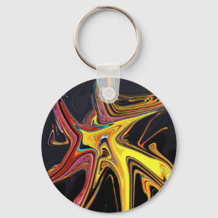 Marbled abstract portrait key ring