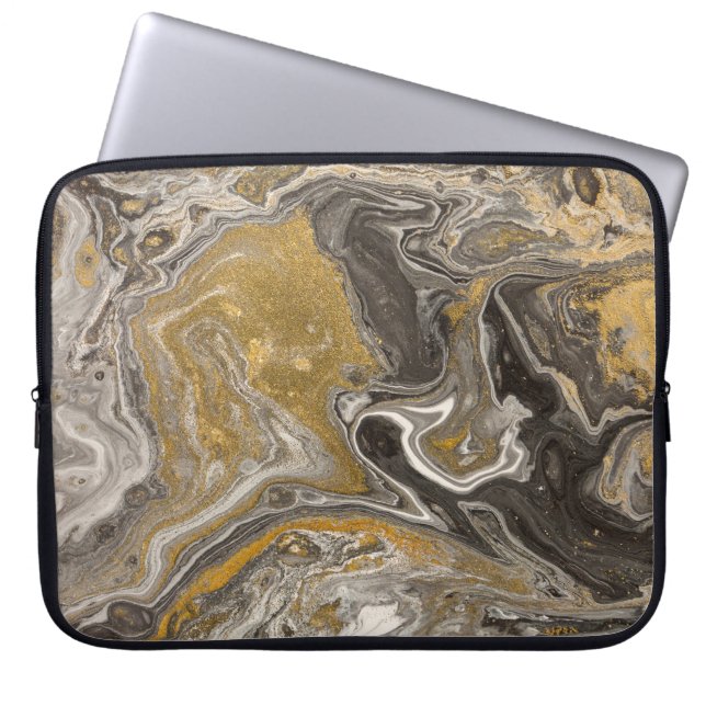 Marbled acrylic, nature-inspired texture. laptop sleeve (Front)