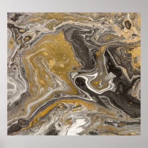 Marbled acrylic, nature-inspired texture. poster