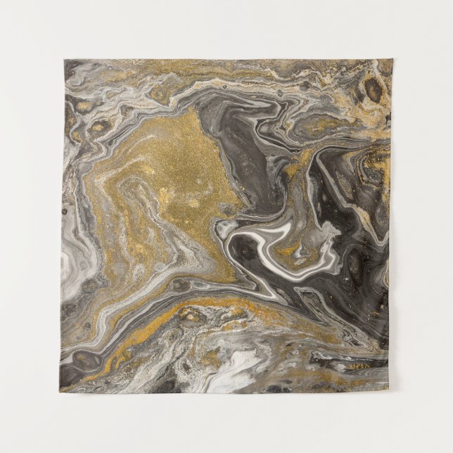 Marbled acrylic, nature-inspired texture. tapestry (Front)