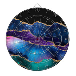Marbled Agate Stone Galaxy Sparkly Shining Stars Dartboard